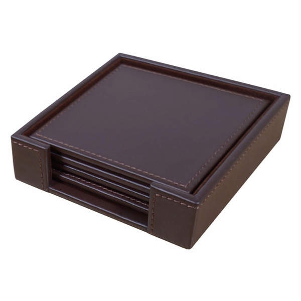 Set of four square coasters made of chocolate brown top-grain leather... from ASI 48125 Dacasso / DaCasso