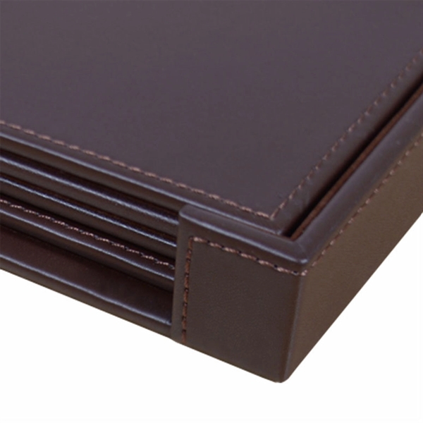 Set of four square coasters made of chocolate brown top-grain leather... from ASI 48125 Dacasso / DaCasso