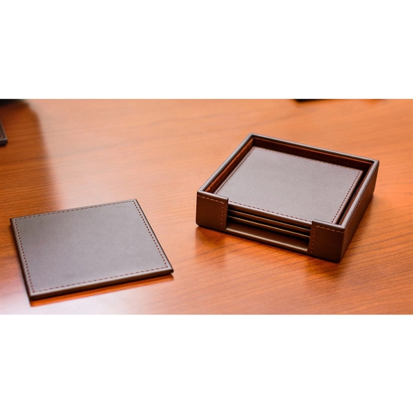 Set of four square coasters made of chocolate brown top-grain leather... from ASI 48125 Dacasso / DaCasso
