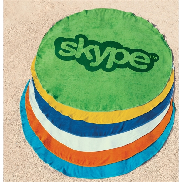 Surfside 360 round beach towel made of soft terry velour with... from ASI 91605 Towel Specialties
