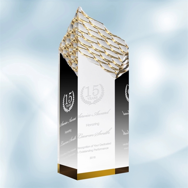 Tower award made of acrylic and available in gold with a... from ASI 47791 Best Deal Awards