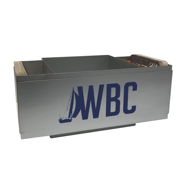 9.5" x 5.5" x 5.5" silver stainless steel caddy with three... from ASI 62677 iline PROMO (The Innovative Line) / iline PROMO (The Innovative Line)