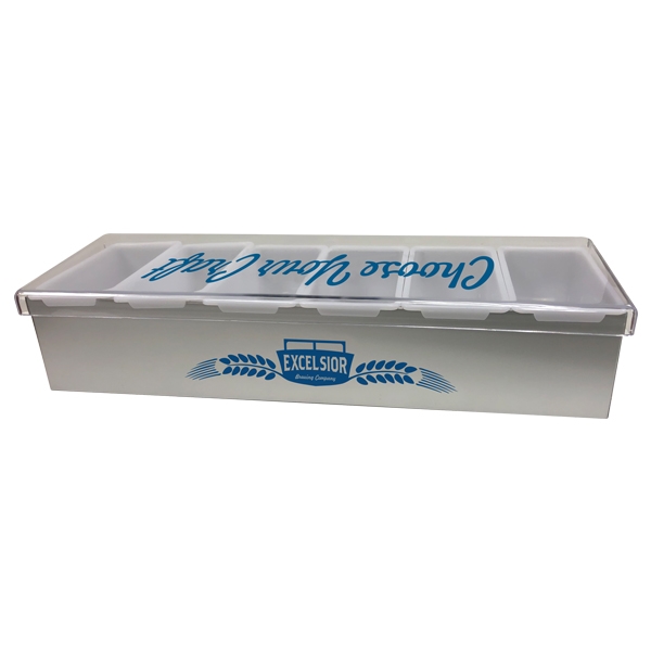 17.5" x 5.25" x 3.5" stainless steel condiment caddy with clear... from ASI 62677 iline PROMO (The Innovative Line) / iline PROMO (The Innovative Line)