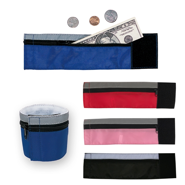 Nylon sporty wrist pouch with a gray reflector and one zippered... from ASI 34800 Alstar Creations / Alstar Line