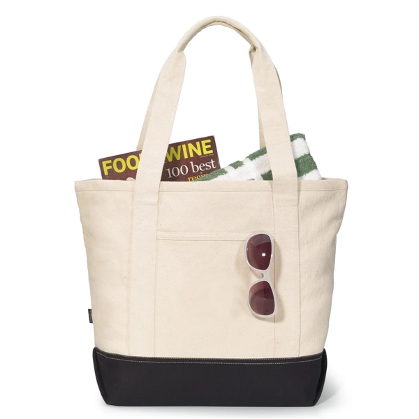 Unbleached cotton tote with 26.5" shoulder straps, contrast color bottom and... from ASI 56070 Gemline / Gemline®