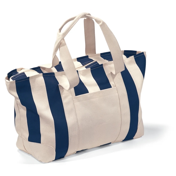 Large cotton canvas striped tote with zippered gusset top.... from ASI 56070 Gemline / Gemline®
