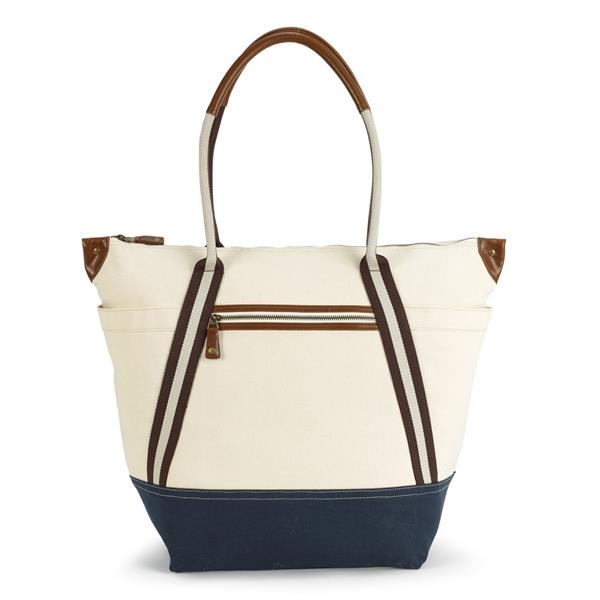 Cotton tote bag with multiple pockets and simulated leather accents... from ASI 56070 Gemline / Gemline®