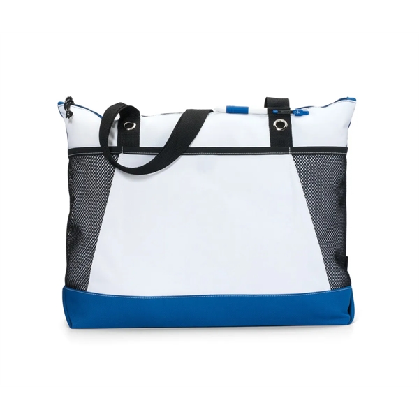 Polyester tote bag with zippered main compartment, front pocket, pen loop,... from ASI 56070 Gemline / Gemline®