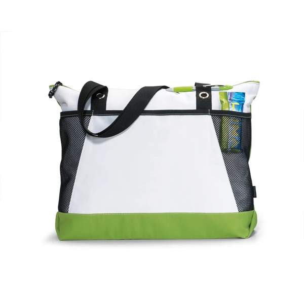 Polyester tote bag with zippered main compartment, front pocket, pen loop,... from ASI 56070 Gemline / Gemline®