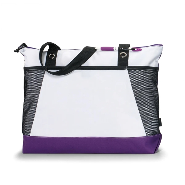 Polyester tote bag with zippered main compartment, front pocket, pen loop,... from ASI 56070 Gemline / Gemline®