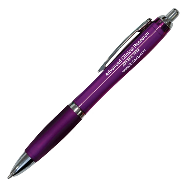 Metallic translucent colored retractable pen with a unique silver accent.... from ASI 68850 Markon Pen & Pencil Inc / Tee-Gee