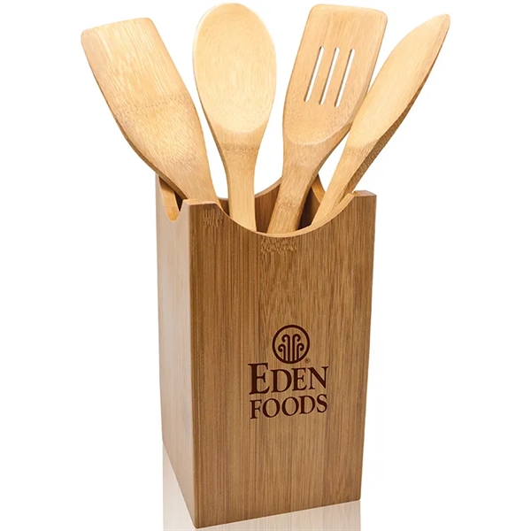 Eco-friendly 5 piece bamboo kitchen utensil set stored in convenient caddy.... from ASI 30112 ACE Products / Ace Line