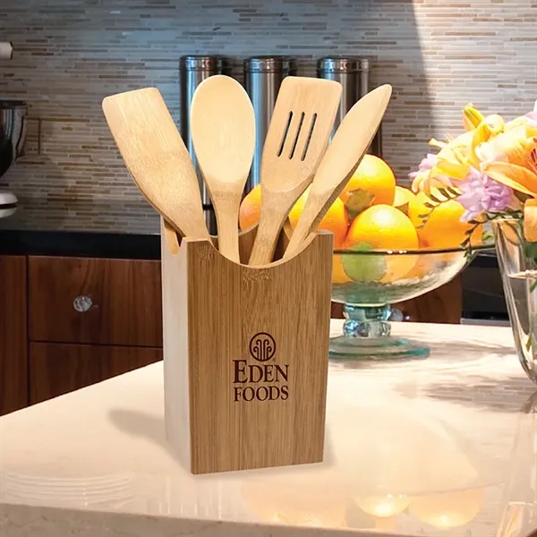 Eco-friendly 5 piece bamboo kitchen utensil set stored in convenient caddy.... from ASI 30112 ACE Products / Ace Line