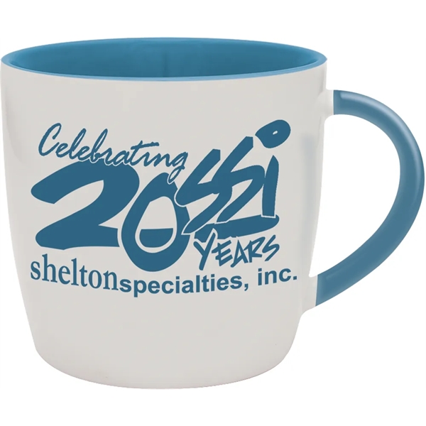 13 oz. ceramic mug with glossy white exterior and colorful glossy... from ASI 71920 Moderne Glass Company Inc / Glass America®