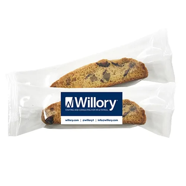 6.5" x 2.125" piece of cranberry pistachio biscotti that's chocolate dipped.... from ASI 71685 Midnite Snax®