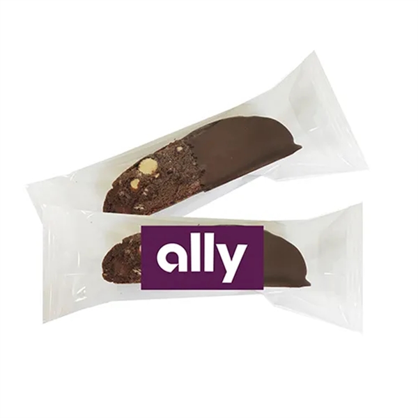 6.5" x 2.125" piece of chocolate almond biscotti that's chocolate dipped.... from ASI 71685 Midnite Snax®