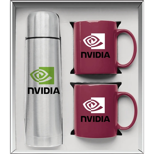 Gift set with a 1/2 liter stainless steel vacuum-insulated beverage carrier... from ASI 71920 Moderne Glass Company Inc / Glass America®