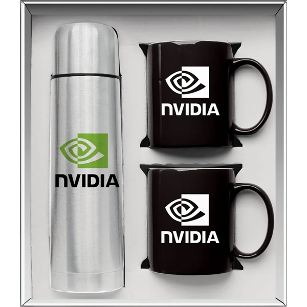 Gift set with a 1/2 liter stainless steel vacuum-insulated beverage carrier... from ASI 71920 Moderne Glass Company Inc / Glass America®