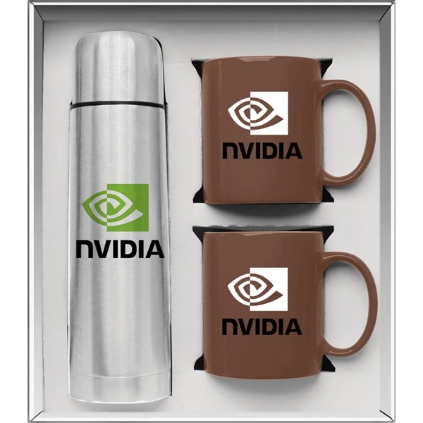 Gift set with a 1/2 liter stainless steel vacuum-insulated beverage carrier... from ASI 71920 Moderne Glass Company Inc / Glass America®