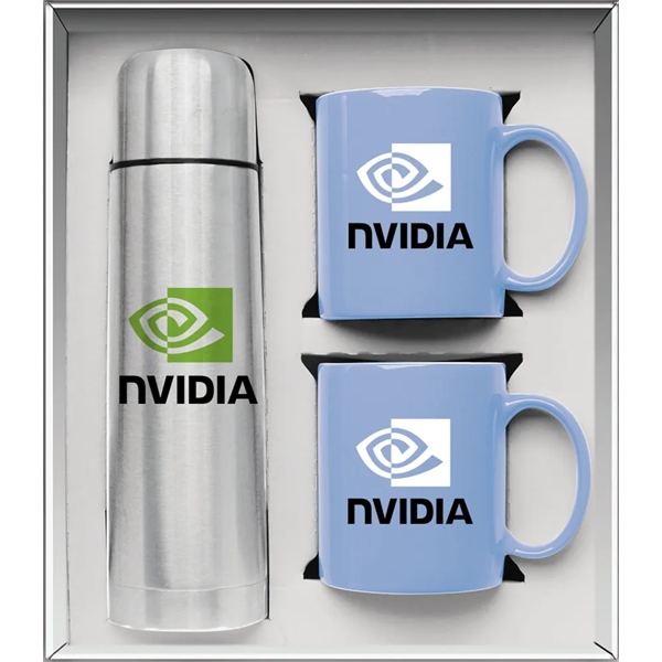 Gift set with a 1/2 liter stainless steel vacuum-insulated beverage carrier... from ASI 71920 Moderne Glass Company Inc / Glass America®