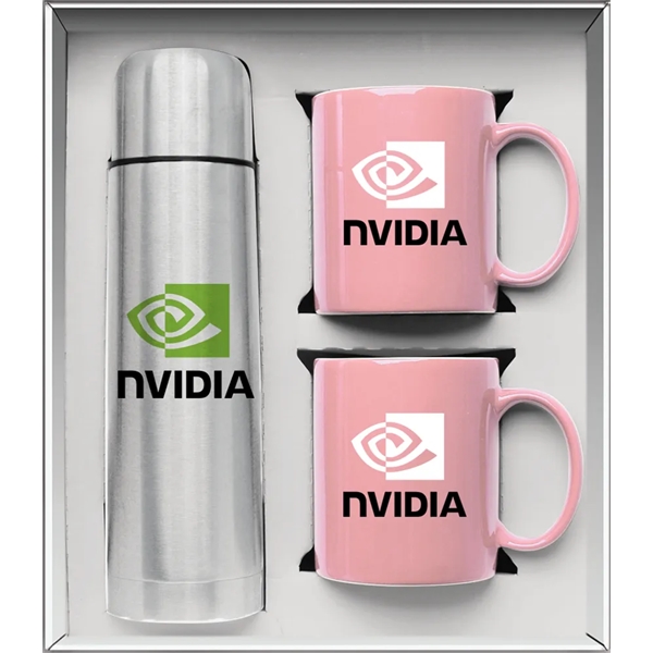 Gift set with a 1/2 liter stainless steel vacuum-insulated beverage carrier... from ASI 71920 Moderne Glass Company Inc / Glass America®