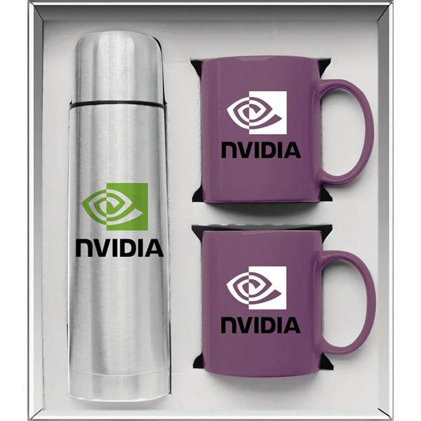 Gift set with a 1/2 liter stainless steel vacuum-insulated beverage carrier... from ASI 71920 Moderne Glass Company Inc / Glass America®