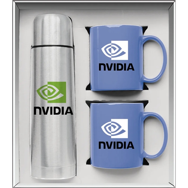 Gift set with a 1/2 liter stainless steel vacuum-insulated beverage carrier... from ASI 71920 Moderne Glass Company Inc / Glass America®