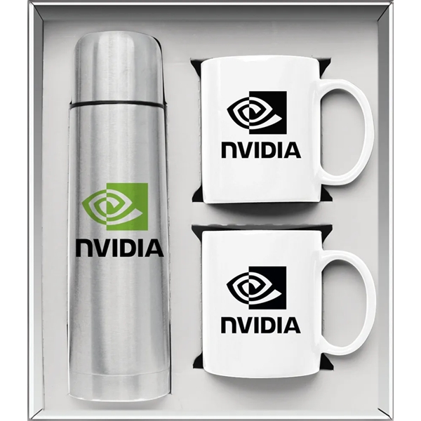 Gift set with a 1/2 liter stainless steel vacuum-insulated beverage carrier... from ASI 71920 Moderne Glass Company Inc / Glass America®