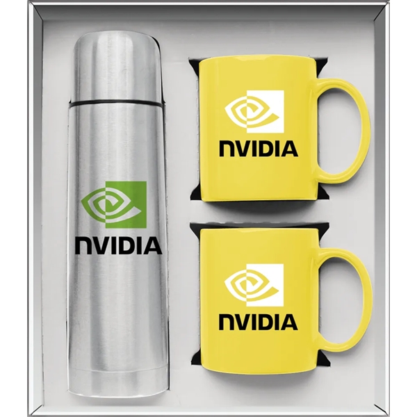 Gift set with a 1/2 liter stainless steel vacuum-insulated beverage carrier... from ASI 71920 Moderne Glass Company Inc / Glass America®