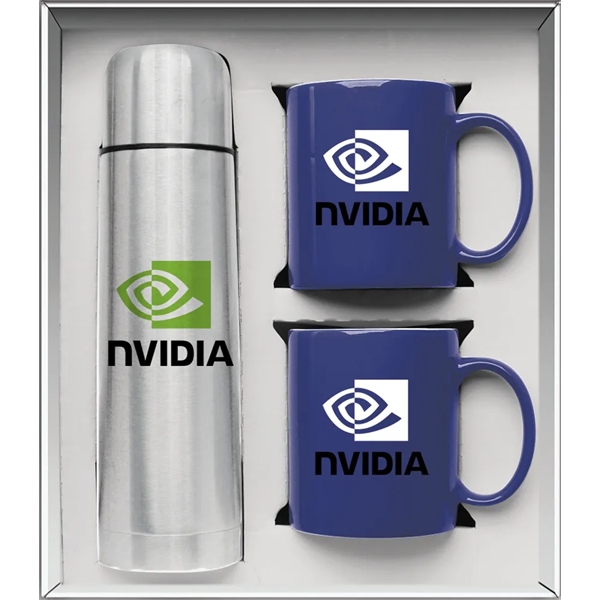 Gift set with a 1/2 liter stainless steel vacuum-insulated beverage carrier... from ASI 71920 Moderne Glass Company Inc / Glass America®