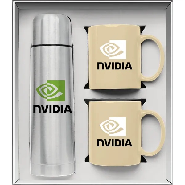 Gift set with a 1/2 liter stainless steel vacuum-insulated beverage carrier... from ASI 71920 Moderne Glass Company Inc / Glass America®