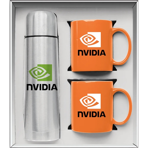 Gift set with a 1/2 liter stainless steel vacuum-insulated beverage carrier... from ASI 71920 Moderne Glass Company Inc / Glass America®