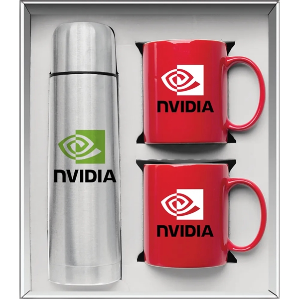 Gift set with a 1/2 liter stainless steel vacuum-insulated beverage carrier... from ASI 71920 Moderne Glass Company Inc / Glass America®