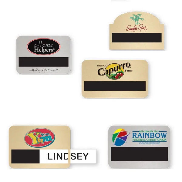 Window badge with blank paper inserts, pin back, aluminum surface and... from ASI 59080 Halls & Company