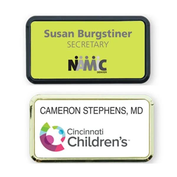 Rectangle framed badges with rounded corners, a plastic insert and a... from ASI 59080 Halls & Company