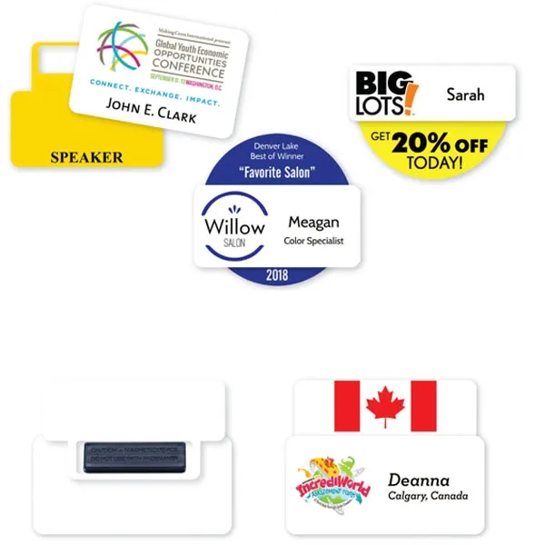 2 3/4" x 2 3/4" badge billboards are 20 mil thick... from ASI 59080 Halls & Company