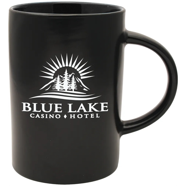 14 oz. ceramic mug with a black satin exterior and colorful... from ASI 71920 Moderne Glass Company Inc / Glass America®
