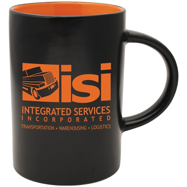 14 oz. ceramic mug with a black satin exterior and colorful... from ASI 71920 Moderne Glass Company Inc / Glass America®