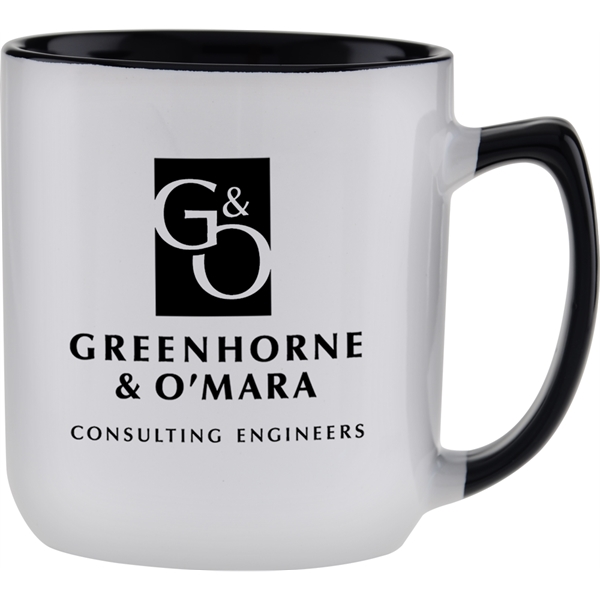 17 oz. ceramic mug with white exterior, colored interior and matching... from ASI 71920 Moderne Glass Company Inc / Glass America®