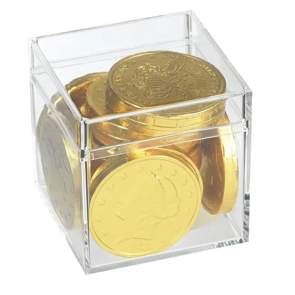 Four Leaf Clover cubes filled with 16 gold coin chocolate pieces;... from ASI 71685 Midnite Snax®