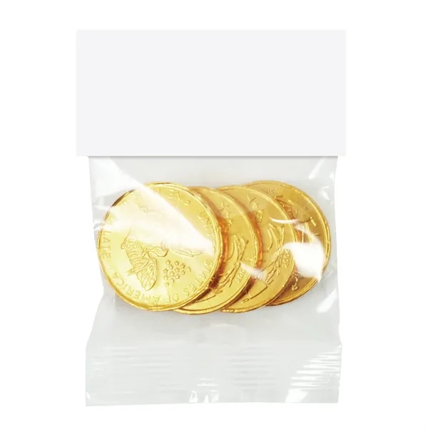 Irish-themed header bag filled with 4 foil wrapped chocolate coins.... from ASI 71685 Midnite Snax®