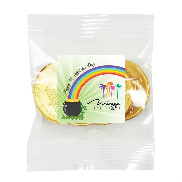 Irish-themed header bag filled with 4 foil wrapped chocolate coins.... from ASI 71685 Midnite Snax®