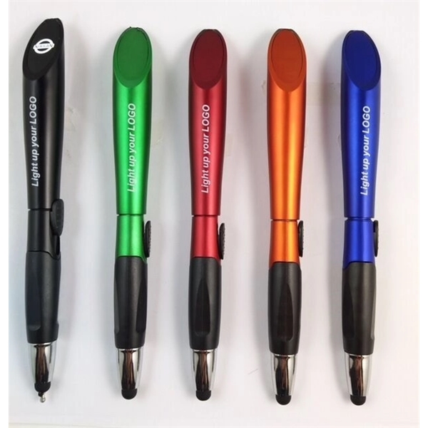 Light up side dome logo pen with colored metallic finished barrel... from ASI 30442 Above & Beyond Advertising Products