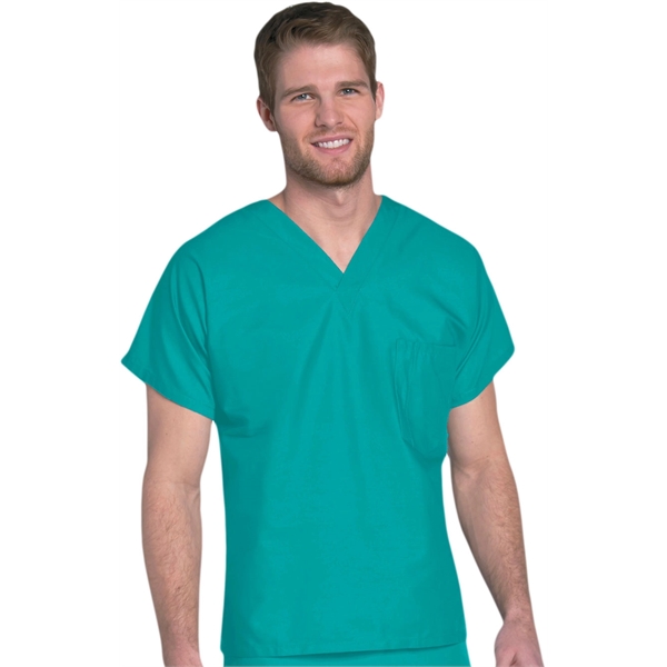 Poplin scrub top with V-neck placket, one left check pocket, and... from ASI 31260 AdCapitol