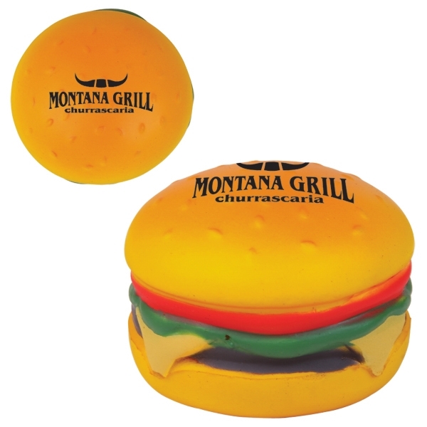 Hamburger shaped stress reliever made of polyurethane foam; customization included.... from ASI 34063 alphabroder
