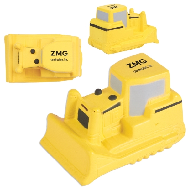 Bulldozer shaped stress reliever made of polyurethane foam; customization included.... from ASI 79530 Prime Line