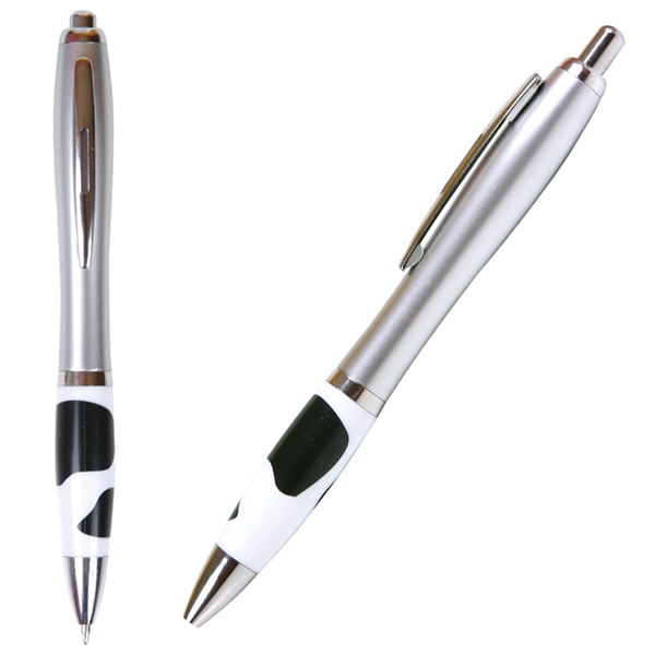 Click-action ballpoint pen with curvy barrel, metallic silver accents, medium point... from ASI 79530 Prime Line / Jetline