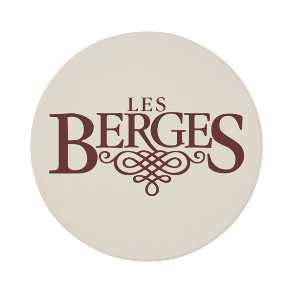 Round coaster made from dolomite material, featuring a cork bottom absorbs... from ASI 52840 Evans Manufacturing