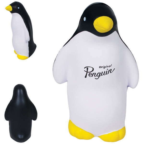 Penguin shaped stress reliever made of polyurethane foam; customization included.... from ASI 79530 Prime Line / Jetline