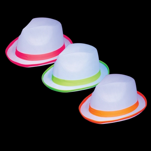 White fedora with neon trim, in a 12 pack assortment. Blank.... from ASI 98360 WOWLine / WOWLine®